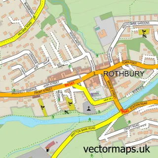 Street map sample of Rothbury, Northumberland