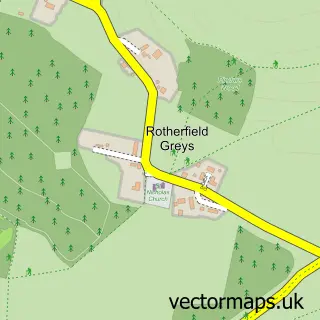 Street map sample of Rotherfield Greys, Oxfordshire