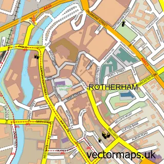 Street map sample of Rotherham, South Yorkshire