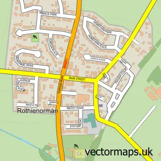 Street map sample of Rothienorman, Aberdeenshire