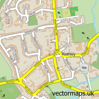 Street map sample of Rothley, Leicestershire