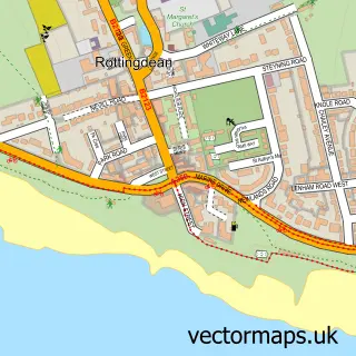 Street map sample of Rottingdean, East Sussex