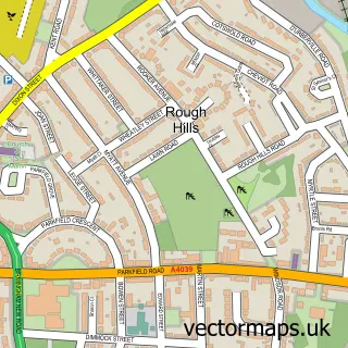 Street map sample of Rough Hills, West Midlands