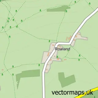 Street map sample of Rowland, Derbyshire