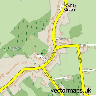 Street map sample of Rowney Green, Worcestershire