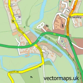 Street map sample of Rowsley, Derbyshire