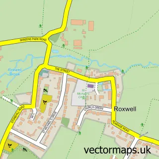Street map sample of Roxwell, Essex