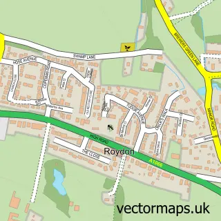 Street map sample of Roydon, Norfolk