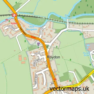 Street map sample of Roydon, Essex