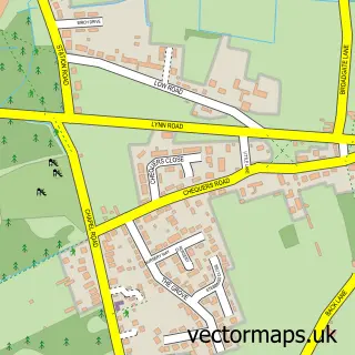 Street map sample of Roydon, Norfolk