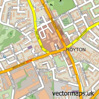 Street map sample of Royton, Greater Manchester