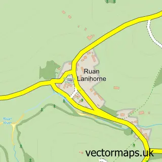 Street map sample of Ruan Lanihorne, Cornwall