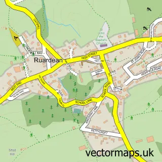 Street map sample of Ruardean, Gloucestershire