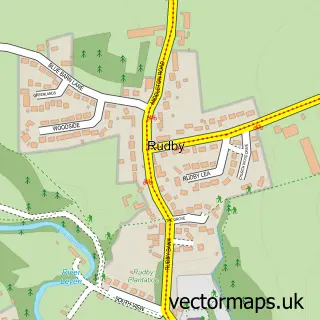 Street map sample of Rudby, North Yorkshire