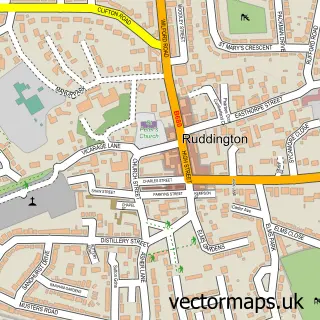 Street map sample of Ruddington, Nottinghamshire