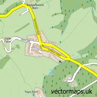 Street map sample of Rudry, Gwent