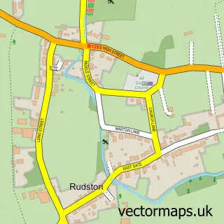 Street map sample of Rudston, East Riding of Yorkshire