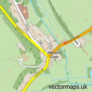 Street map sample of Rudyard, Staffordshire