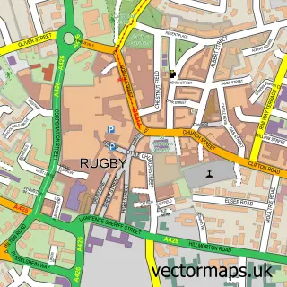 Street map sample of Rugby, Warwickshire