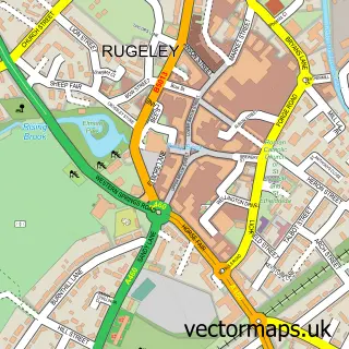 Street map sample of Rugeley, Staffordshire