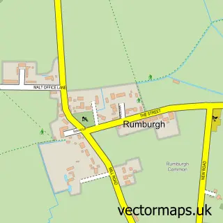 Street map sample of Rumburgh, Suffolk