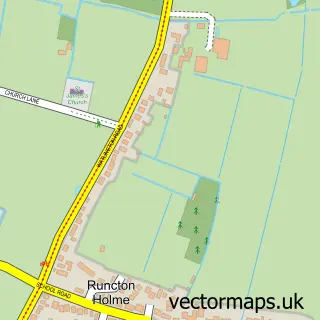 Street map sample of Runcton Holme, Norfolk