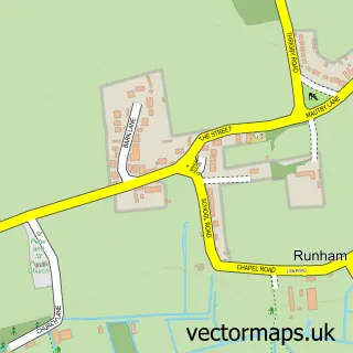 Street map sample of Runham, Norfolk