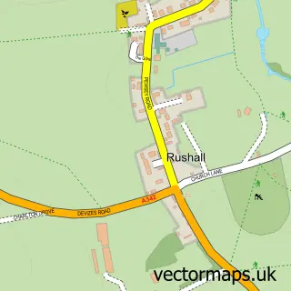Street map sample of Rushall, Wiltshire