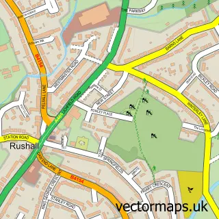 Street map sample of Rushall, West Midlands