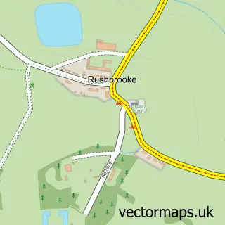 Street map sample of Rushbrooke, Suffolk