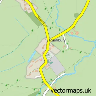 Street map sample of Rushbury, Shropshire