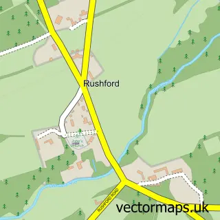 Street map sample of Rushford, Norfolk