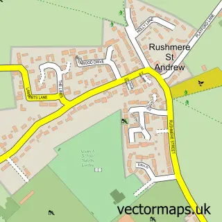 Street map sample of Rushmere St Andrew, Suffolk