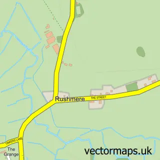 Street map sample of Rushmere, Suffolk