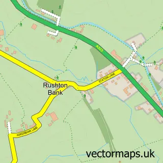 Street map sample of Rushton Spencer, Staffordshire