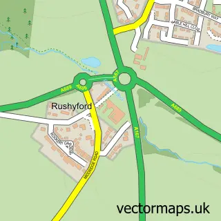 Street map sample of Rushyford, Durham
