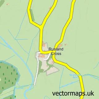 Street map sample of Rusland, Cumbria
