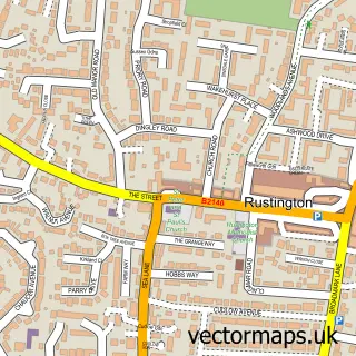 Street map sample of Rustington, West Sussex