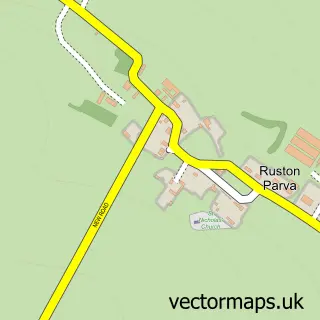 Street map sample of Ruston Parva, East Riding of Yorkshire