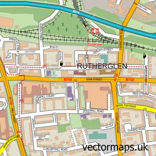 Street map sample of Rutherglen, Lanarkshire