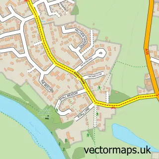 Street map sample of Ryall, Worcestershire