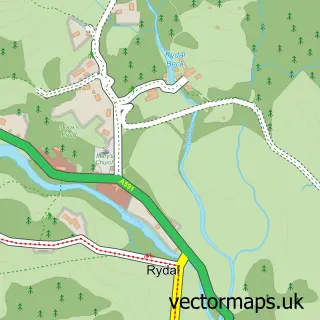 Street map sample of Rydal, Cumbria