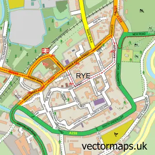 Street map sample of Rye, East Sussex