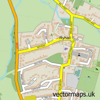 Street map sample of Ryhall, Rutland