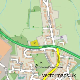 Street map sample of Ryton-on-Dunsmore, Warwickshire