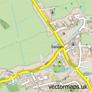 Street map sample of Sabden, Lancashire