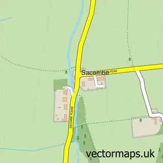 Street map sample of Sacombe, Hertfordshire