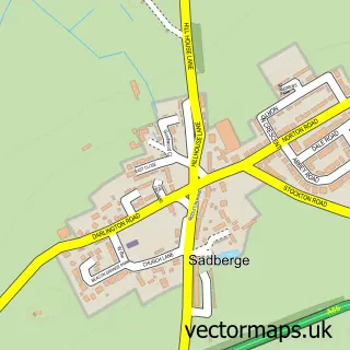 Street map sample of Sadberge, Durham