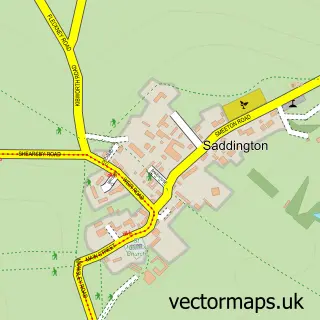 Street map sample of Saddington, Leicestershire