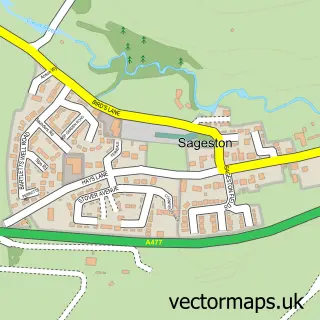 Street map sample of Sageston, Dyfed